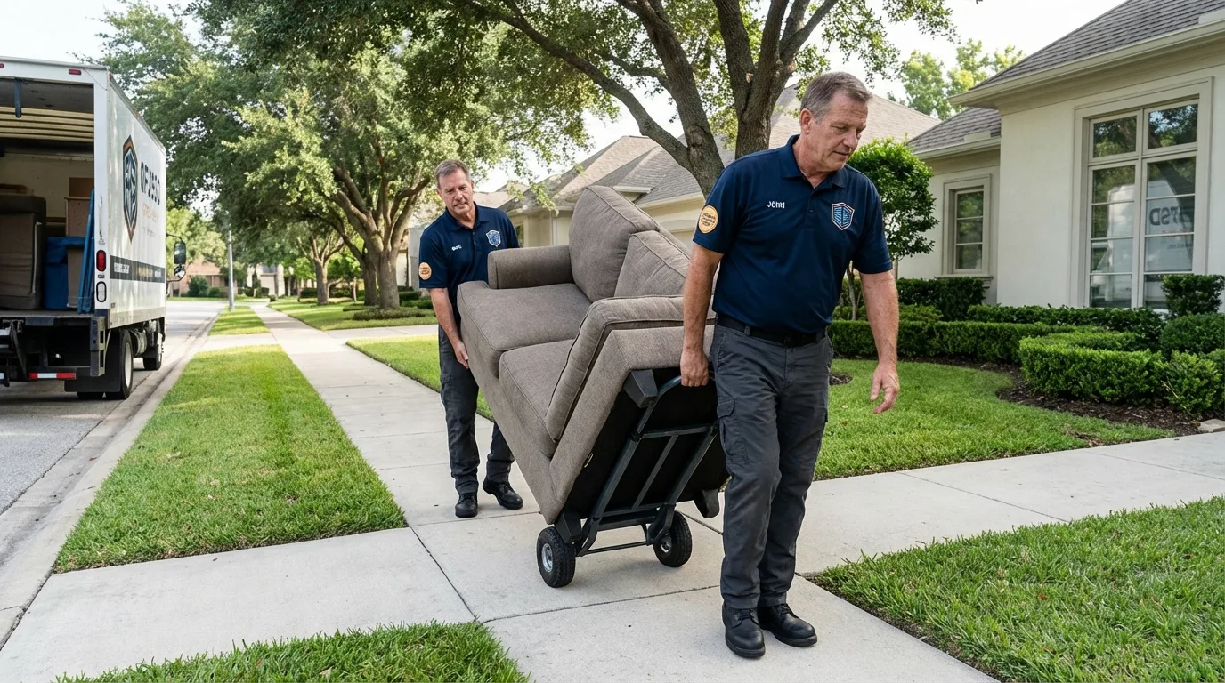 Local residential moving crew loading furniture in Ortonville, MN