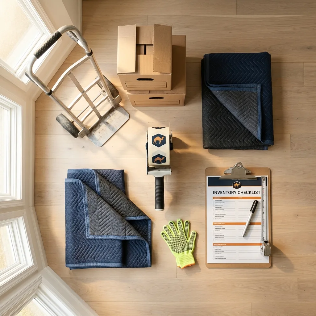 Professional moving supplies and packing materials layout for Ortonville residential relocations